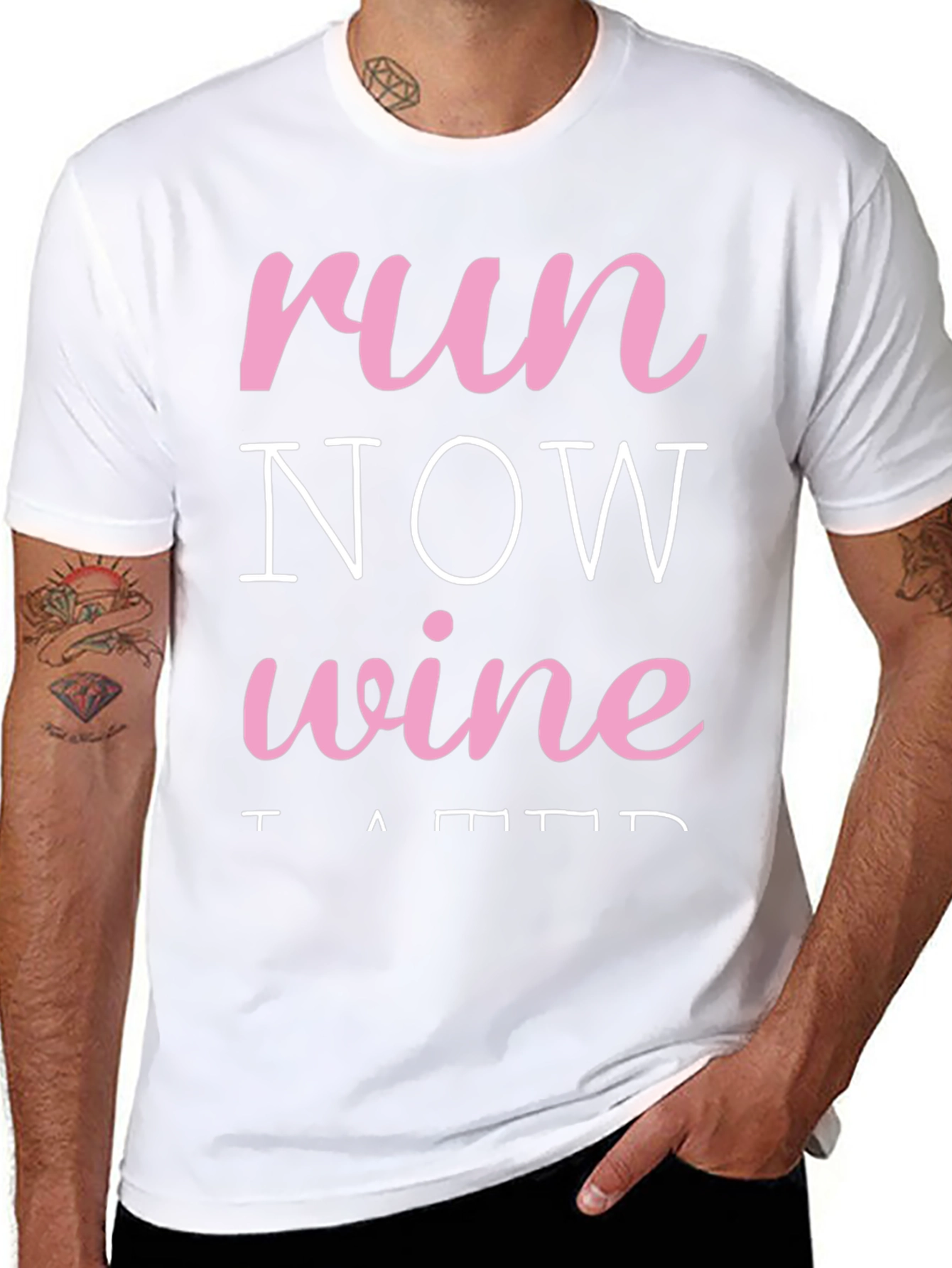 Run Now Wine Later Black T-Shirt