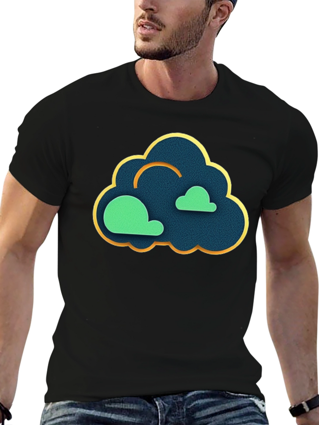 Cloud Graphic Black T-Shirt - Modern Style