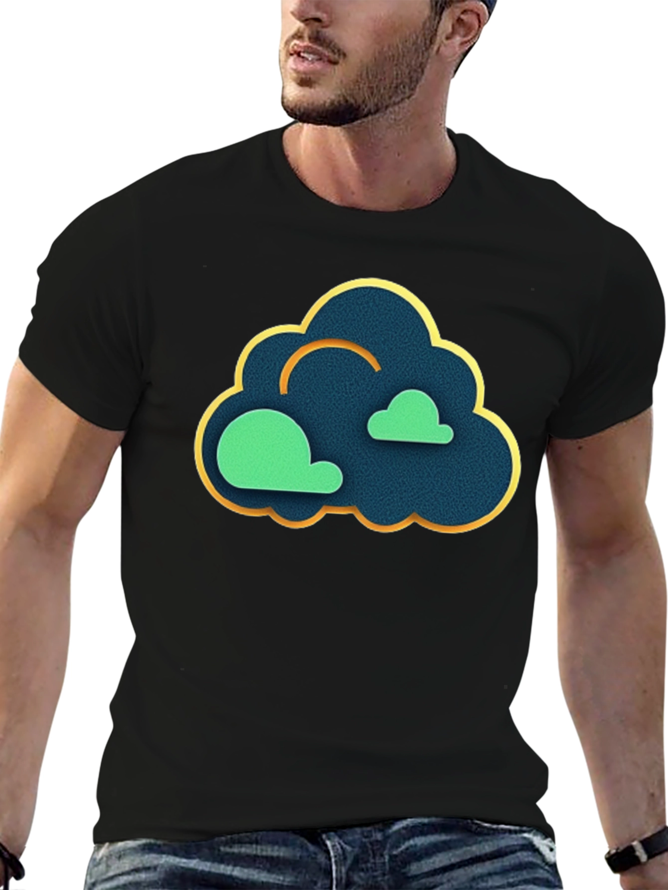Cloud Graphic Black T-Shirt - Modern Style
