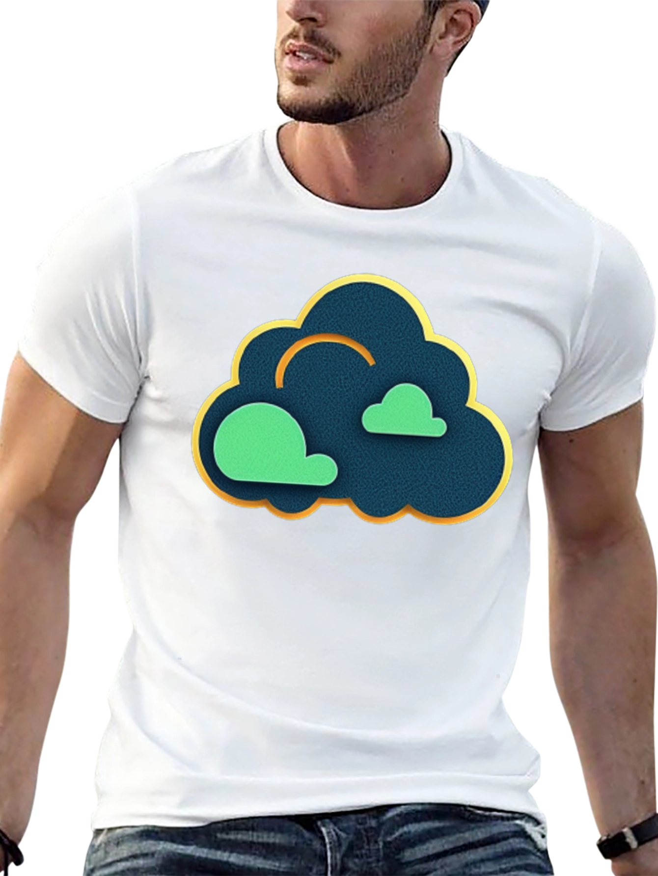 Cloud Graphic Black T-Shirt - Modern Style