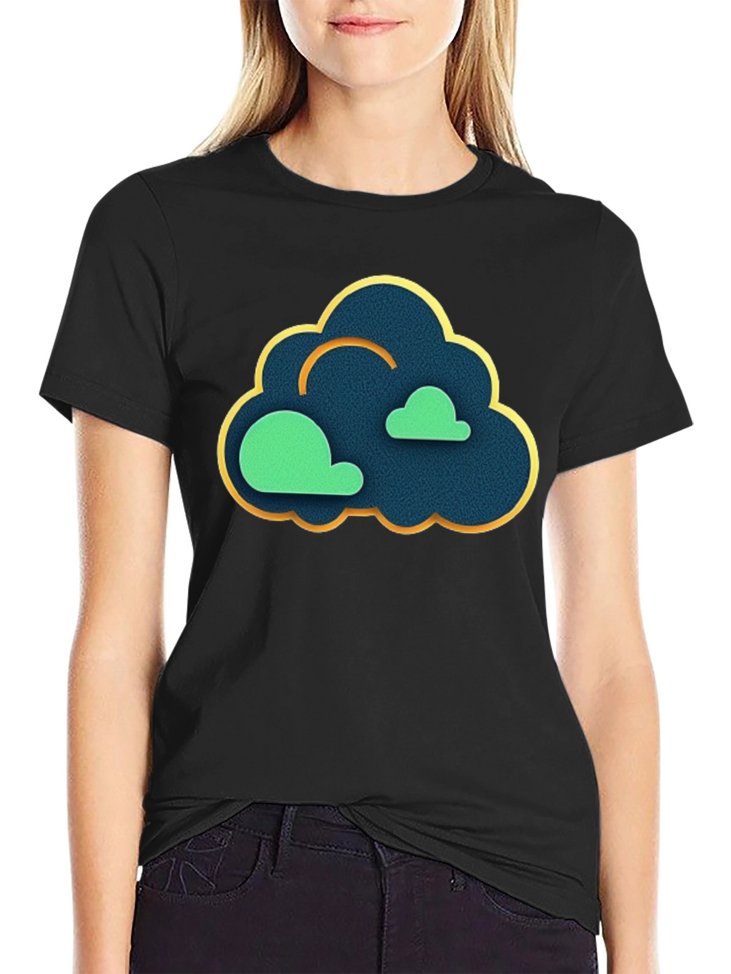 Cloud Graphic Black T-Shirt - Modern Style