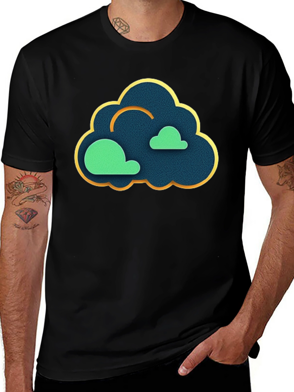 Cloud Graphic Black T-Shirt - Modern Style