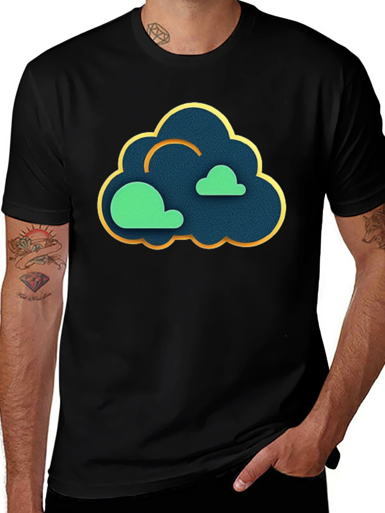 Cloud Graphic Black T-Shirt - Modern Style