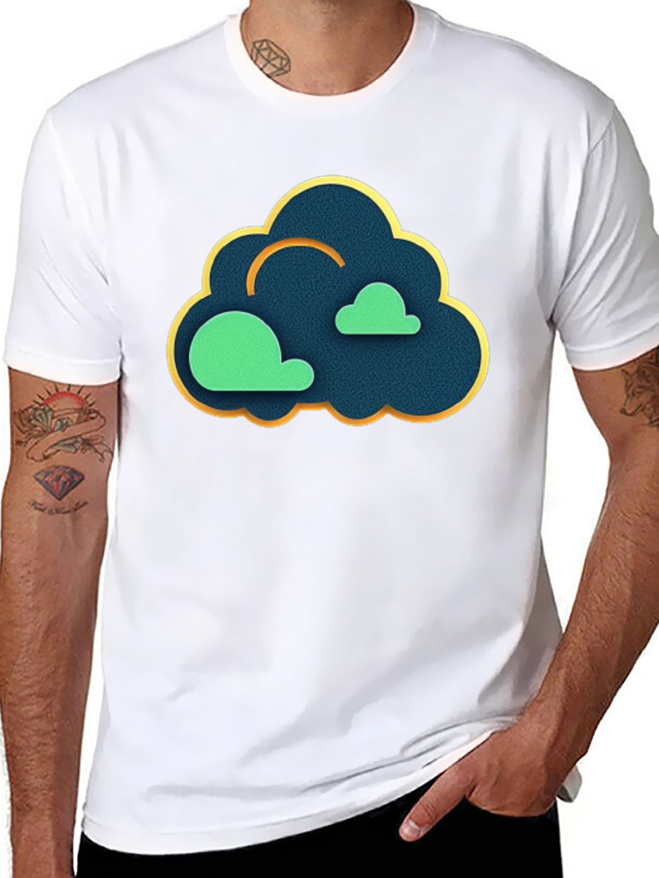 Cloud Graphic Black T-Shirt - Modern Style