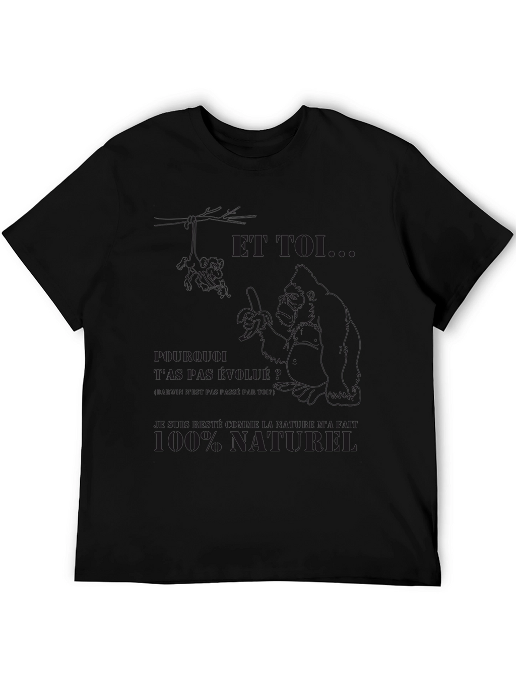 Mens Black Graphic T-Shirt - Funny Design