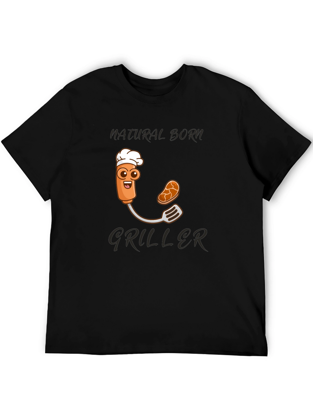 Natural Born Griller T-Shirt - BBQ Cartoon Chef