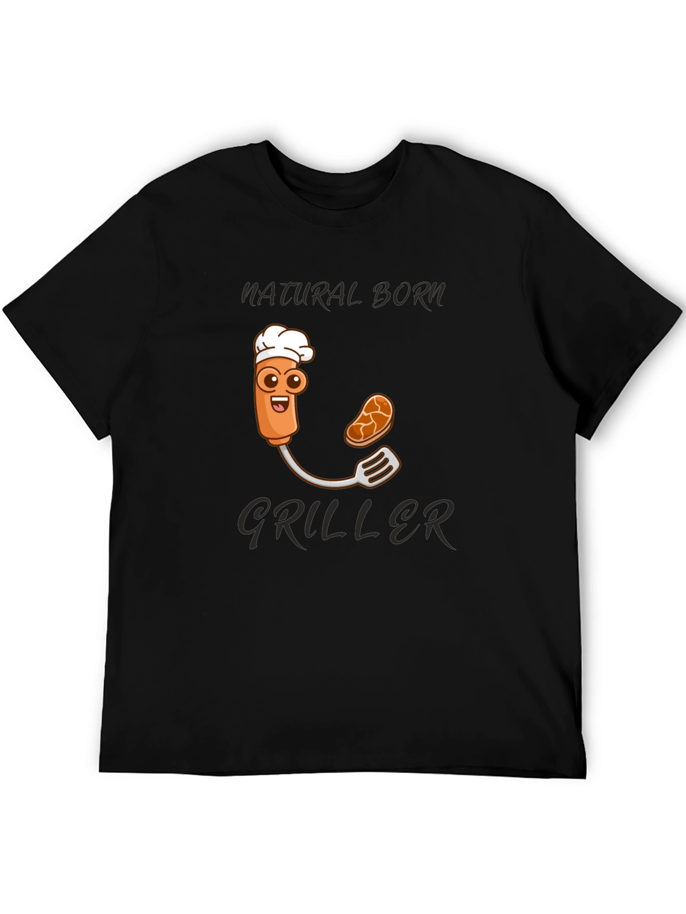 Natural Born Griller T-Shirt - BBQ Cartoon Chef