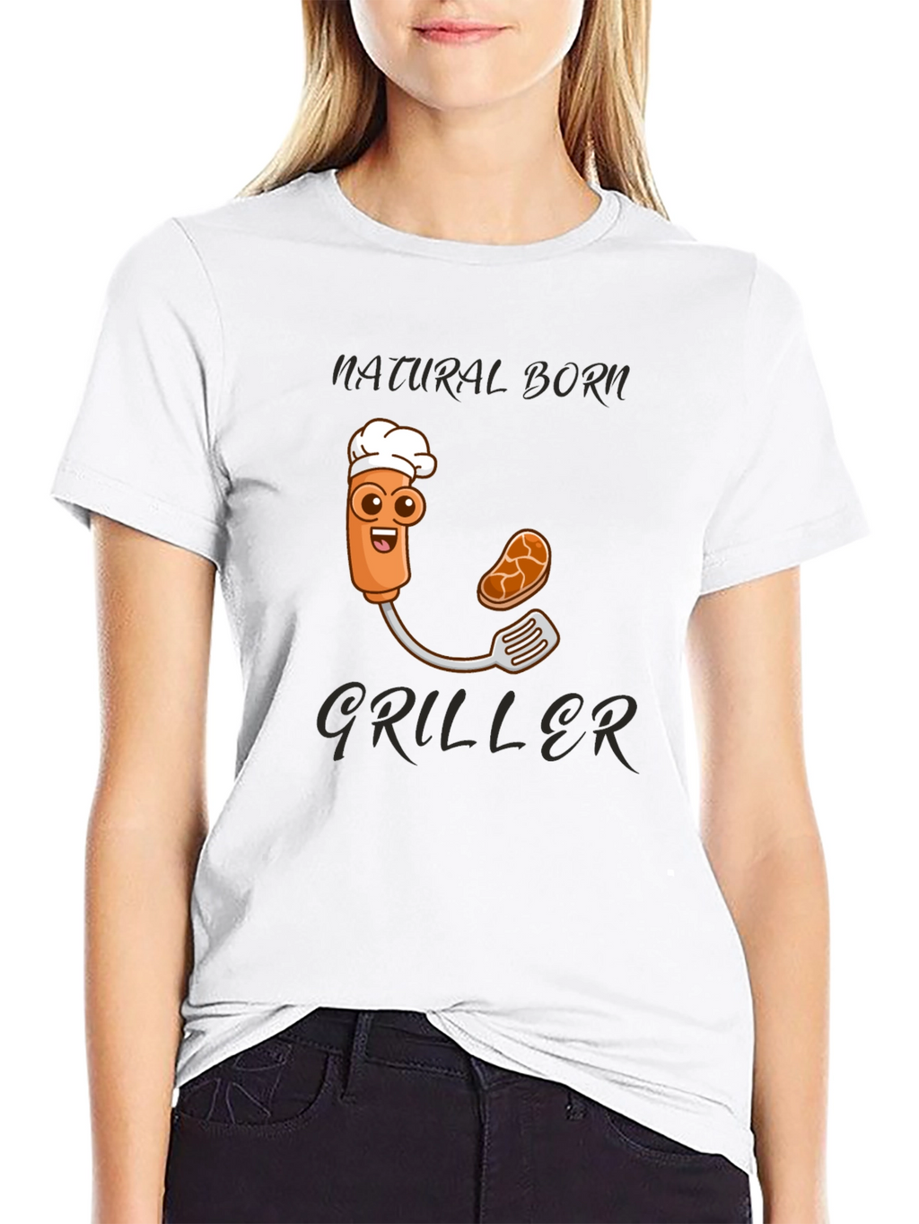 Natural Born Griller T-Shirt - BBQ Cartoon Chef