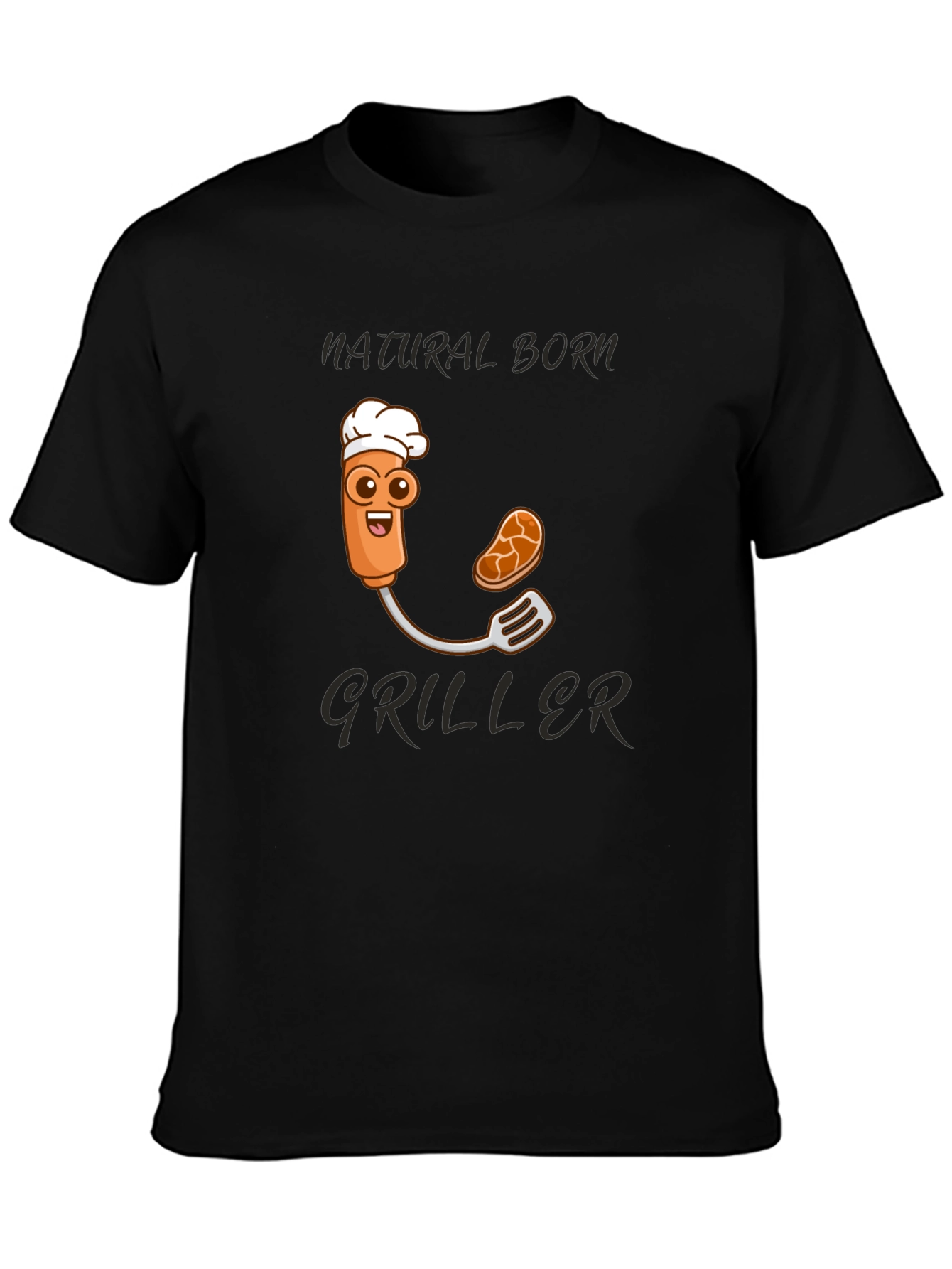 Natural Born Griller T-Shirt - BBQ Cartoon Chef