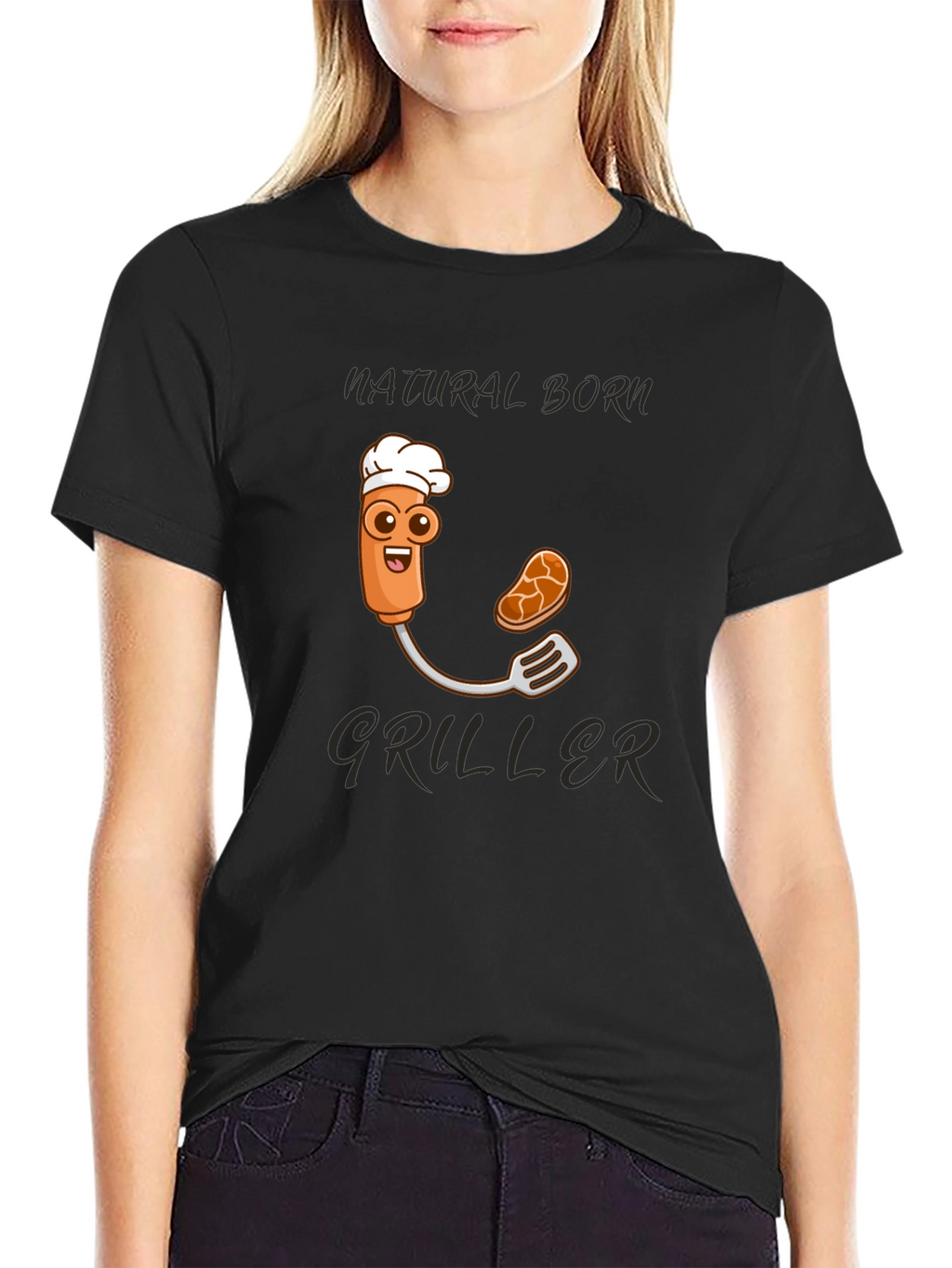 Natural Born Griller T-Shirt - BBQ Cartoon Chef
