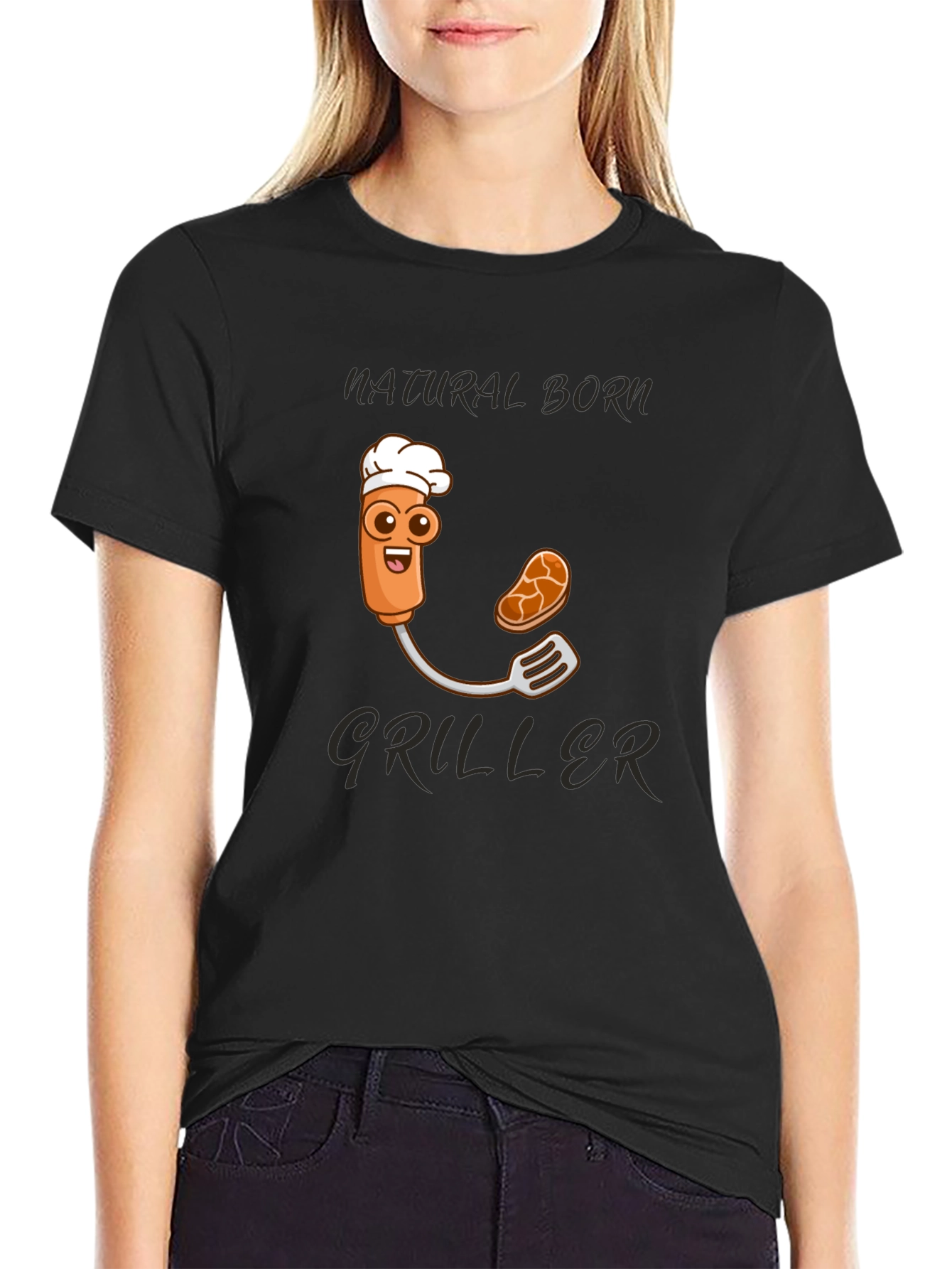 Natural Born Griller T-Shirt - BBQ Cartoon Chef