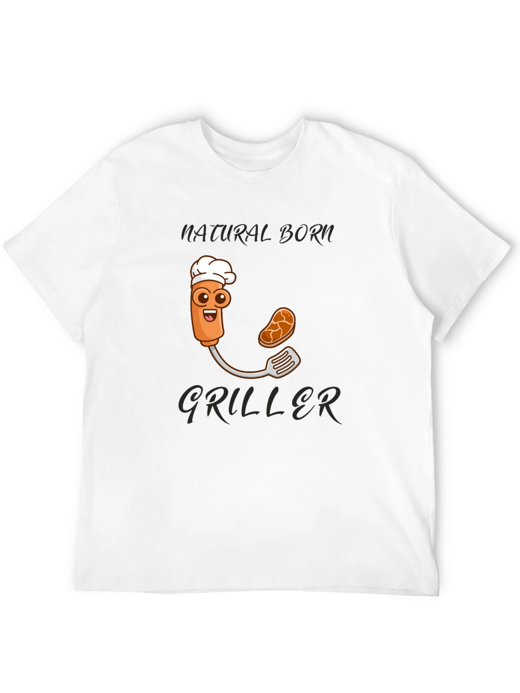 Natural Born Griller T-Shirt - BBQ Cartoon Chef