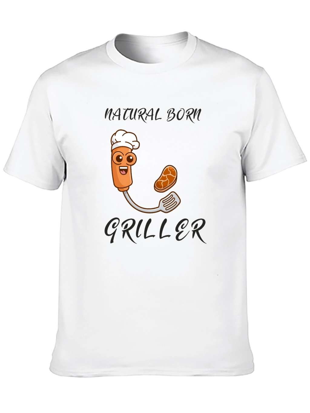 Natural Born Griller T-Shirt - BBQ Cartoon Chef