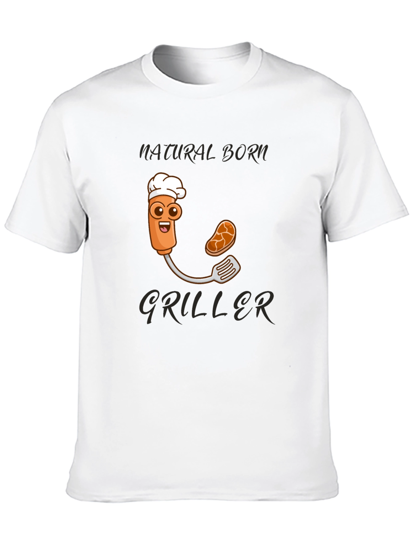 Natural Born Griller T-Shirt - BBQ Cartoon Chef