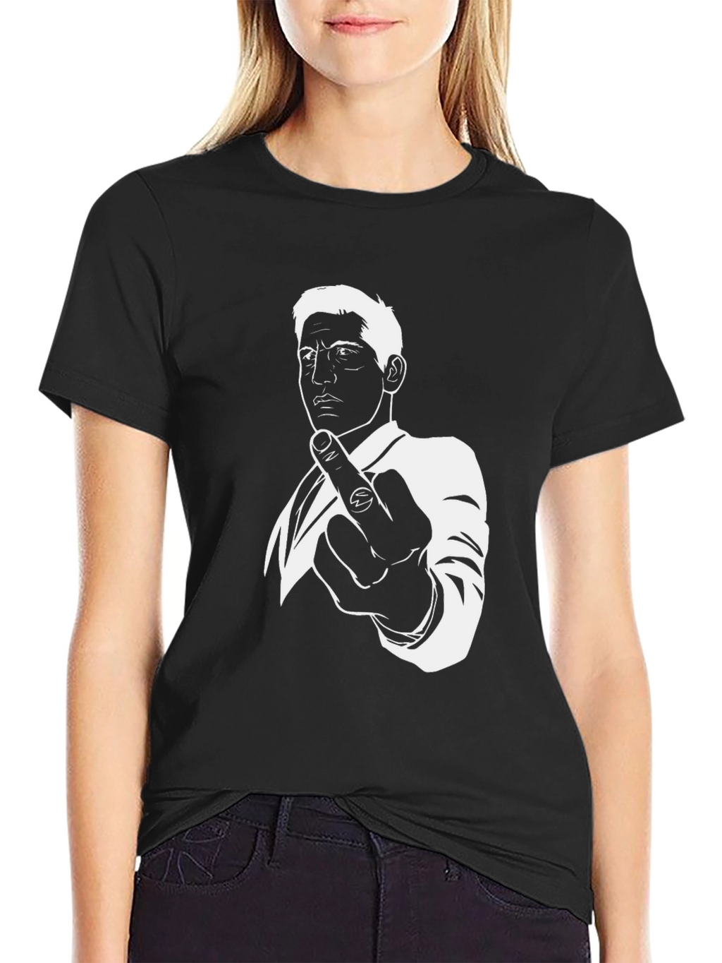 Middle Finger Graphic Tee - Black
