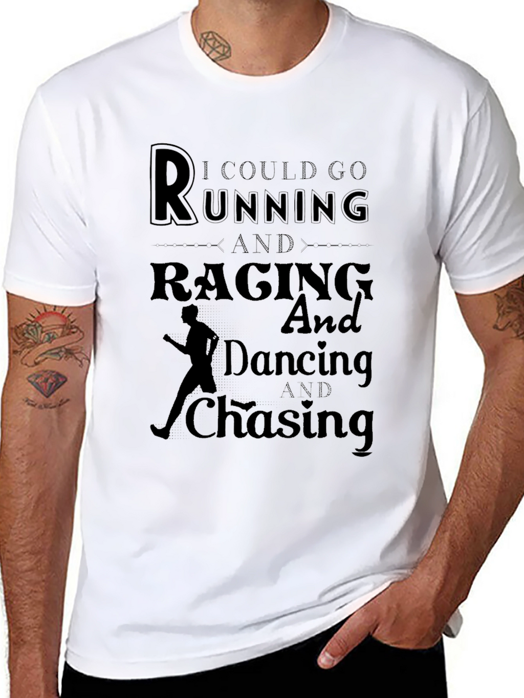 Running Raging Dancing Chasing Black T-Shirt