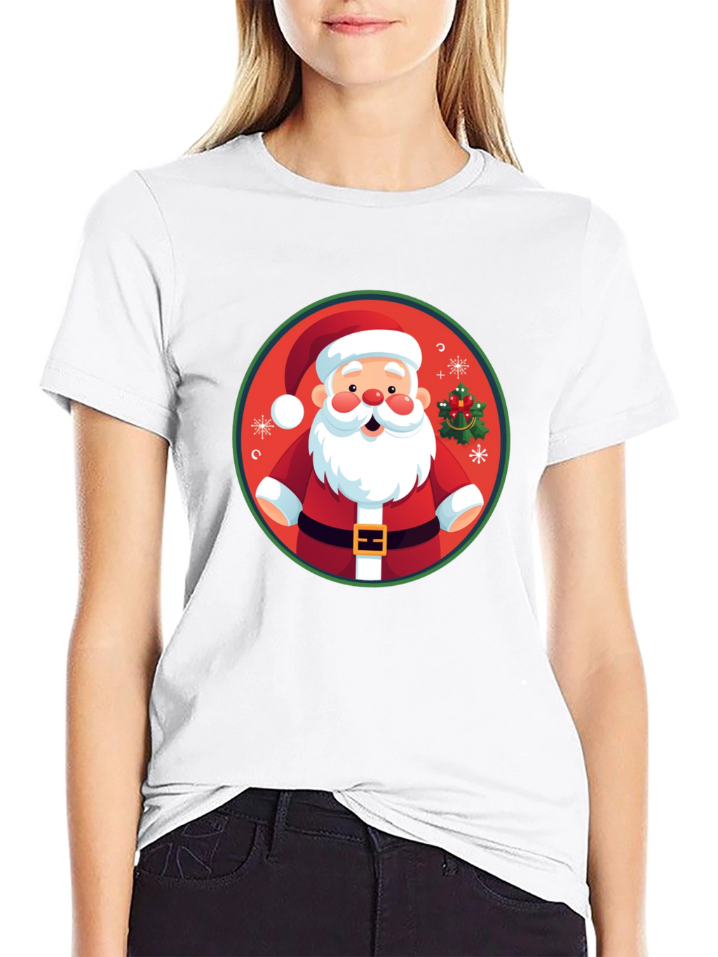 Festive Santa Graphic Tee - Holiday Cheer