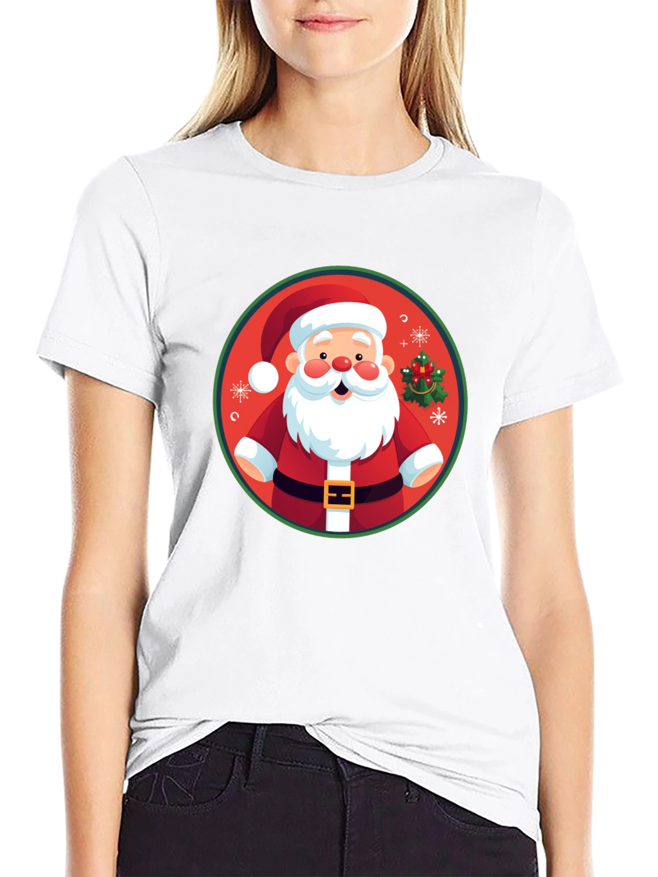 Festive Santa Graphic Tee - Holiday Cheer