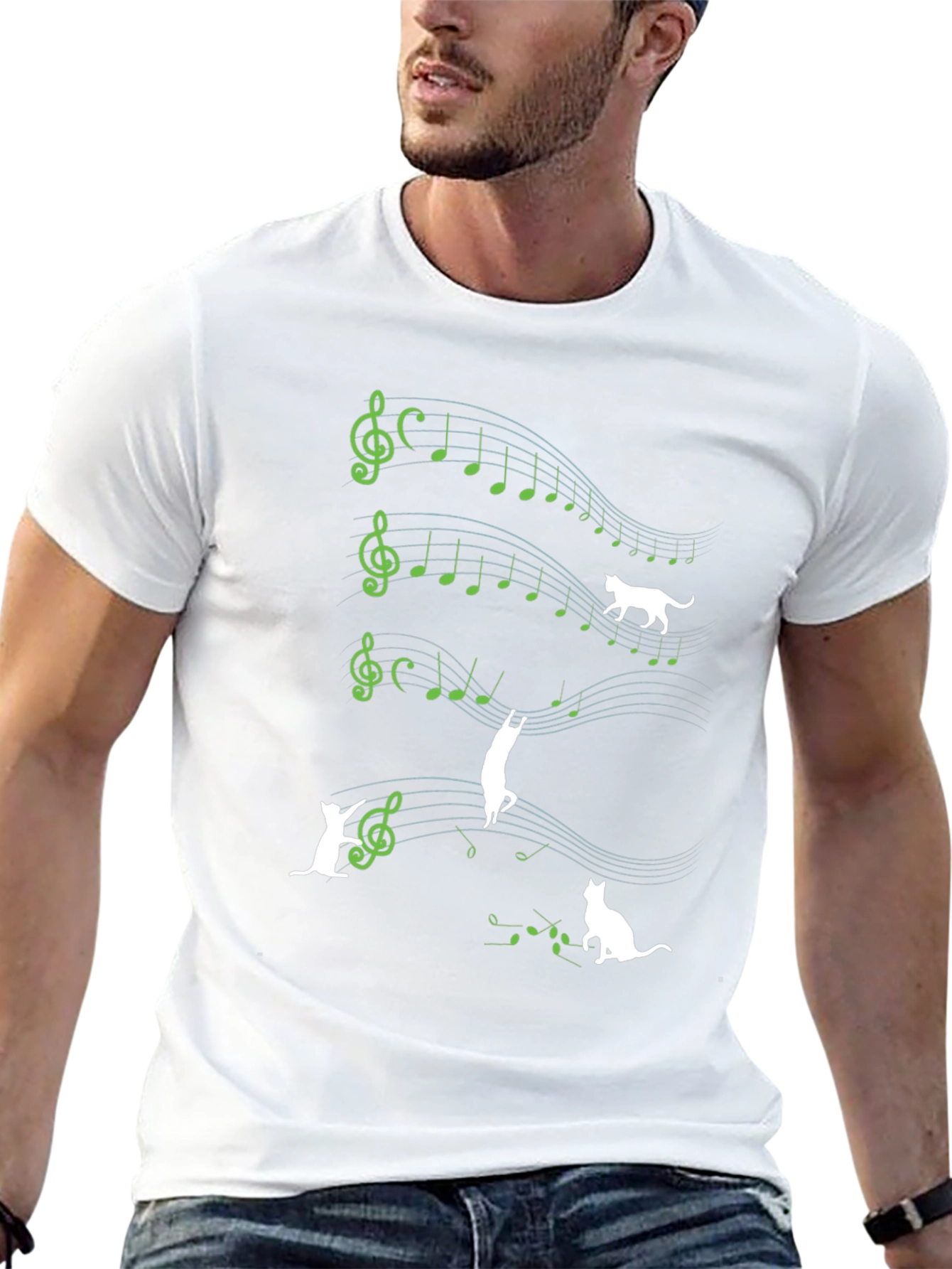 Musical Cat T-Shirt - Quirky Music Lover Tee
