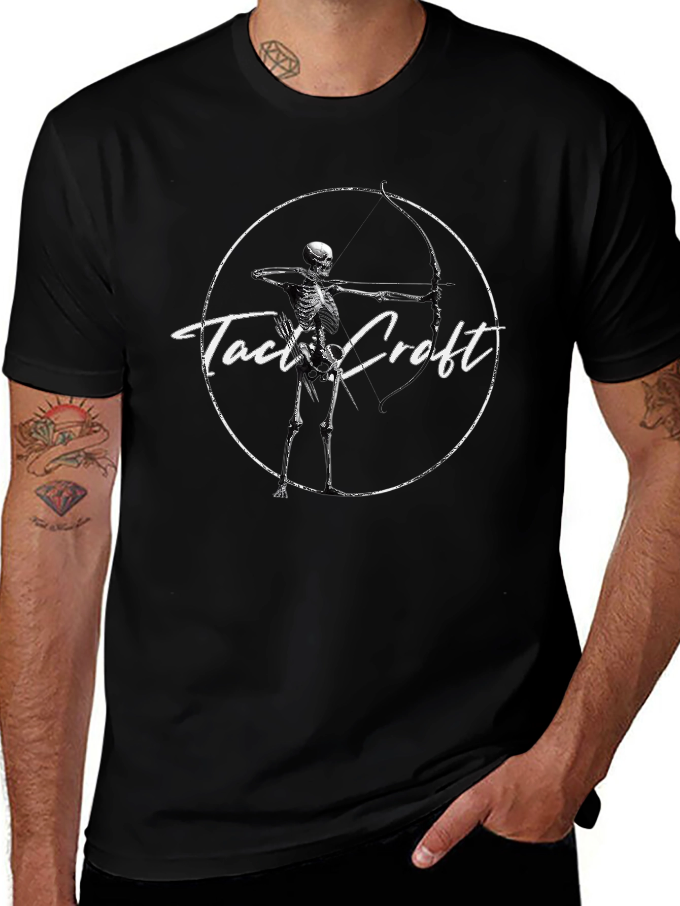 Tact Croft Skeleton Archer Graphic Tee - Black
