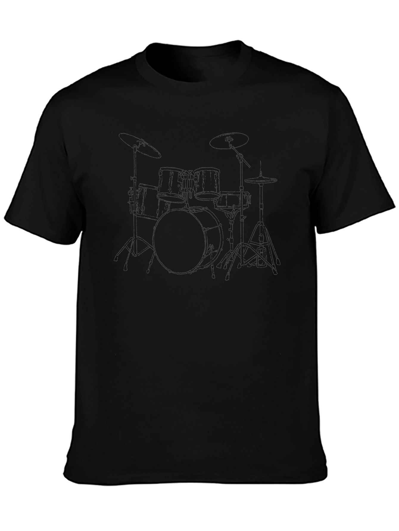 Black Drum Set Graphic T-Shirt