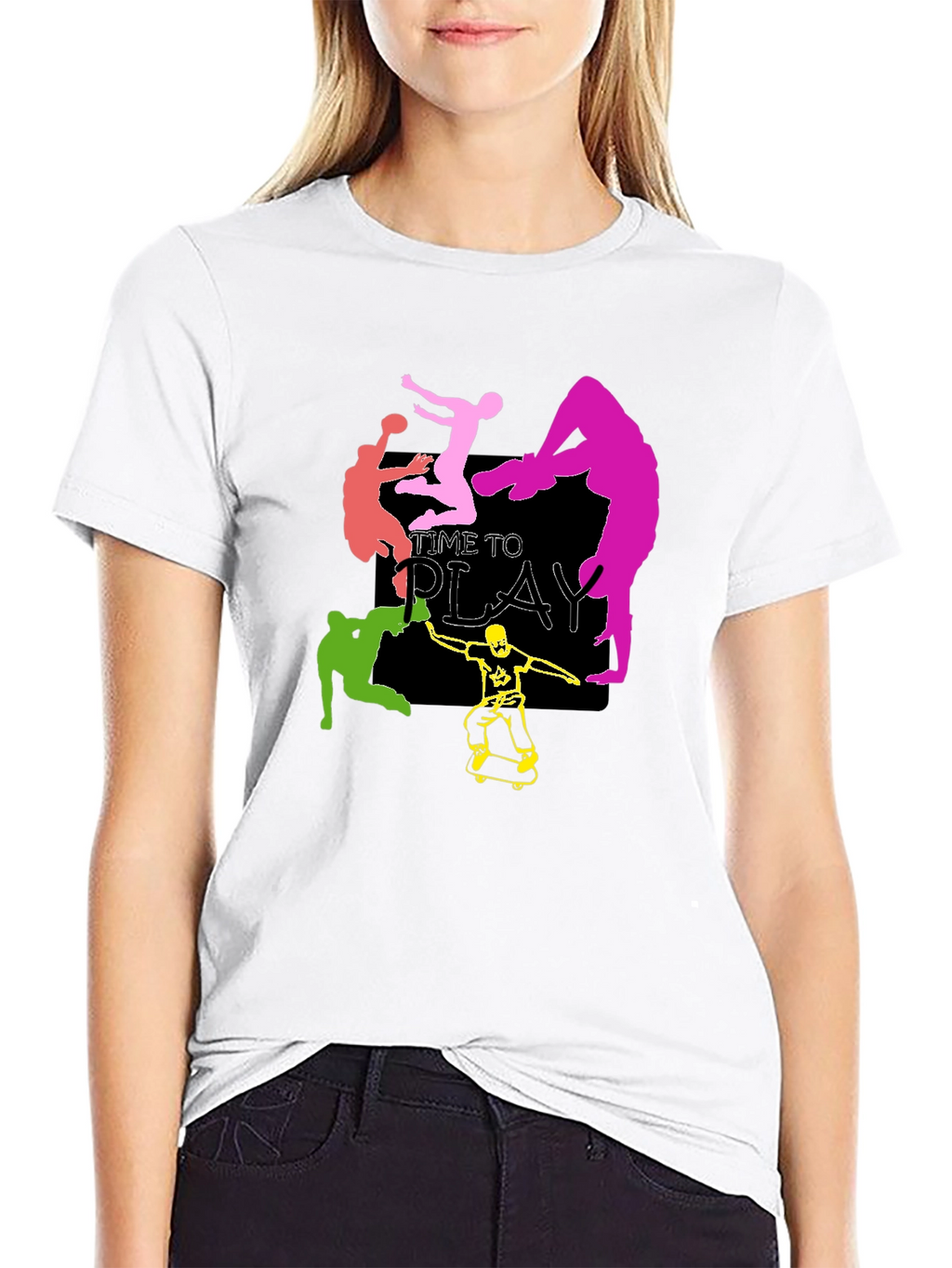 Time to Play Graphic Tee - Black Cotton T-Shirt