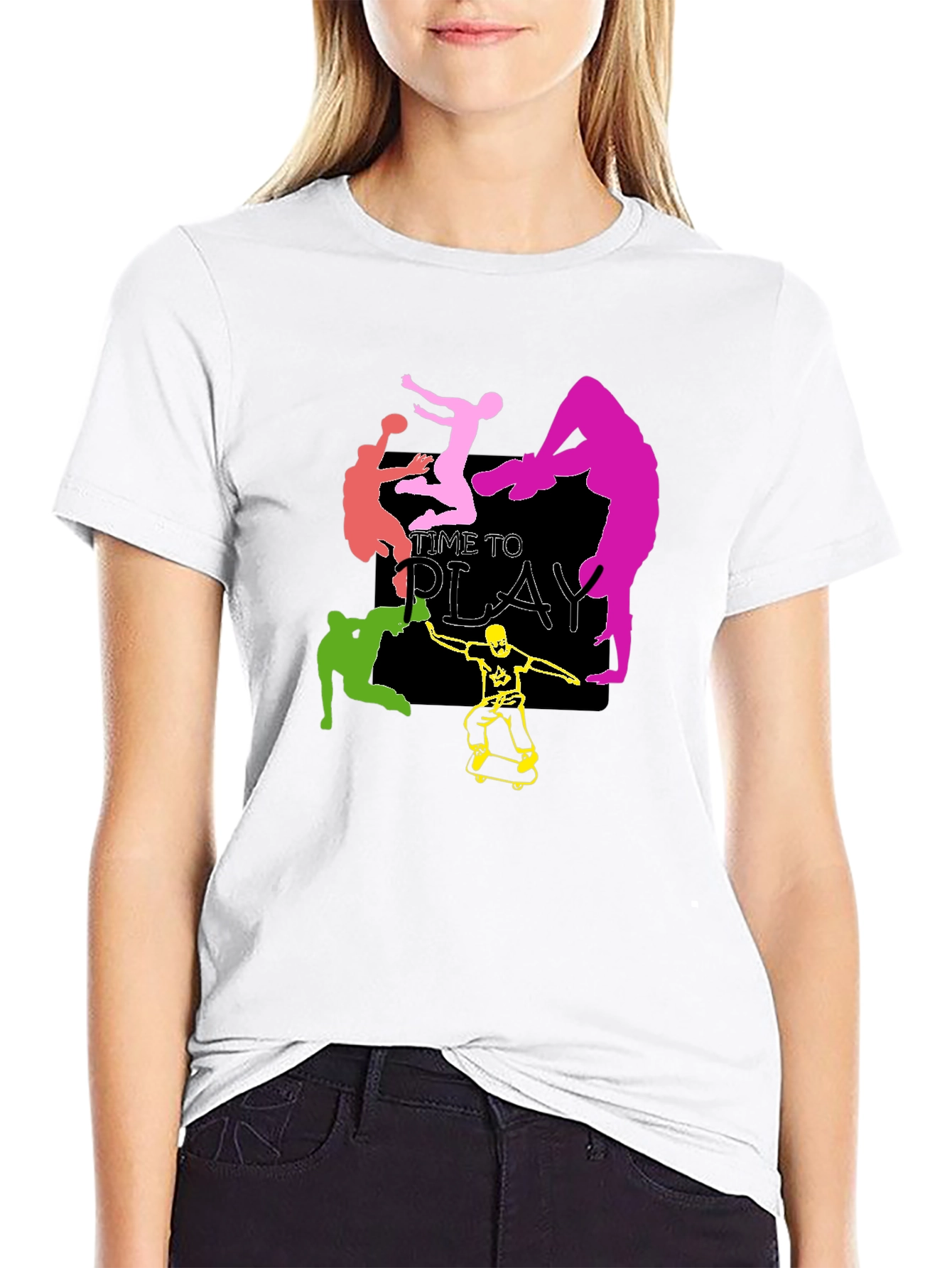Time to Play Graphic Tee - Black Cotton T-Shirt