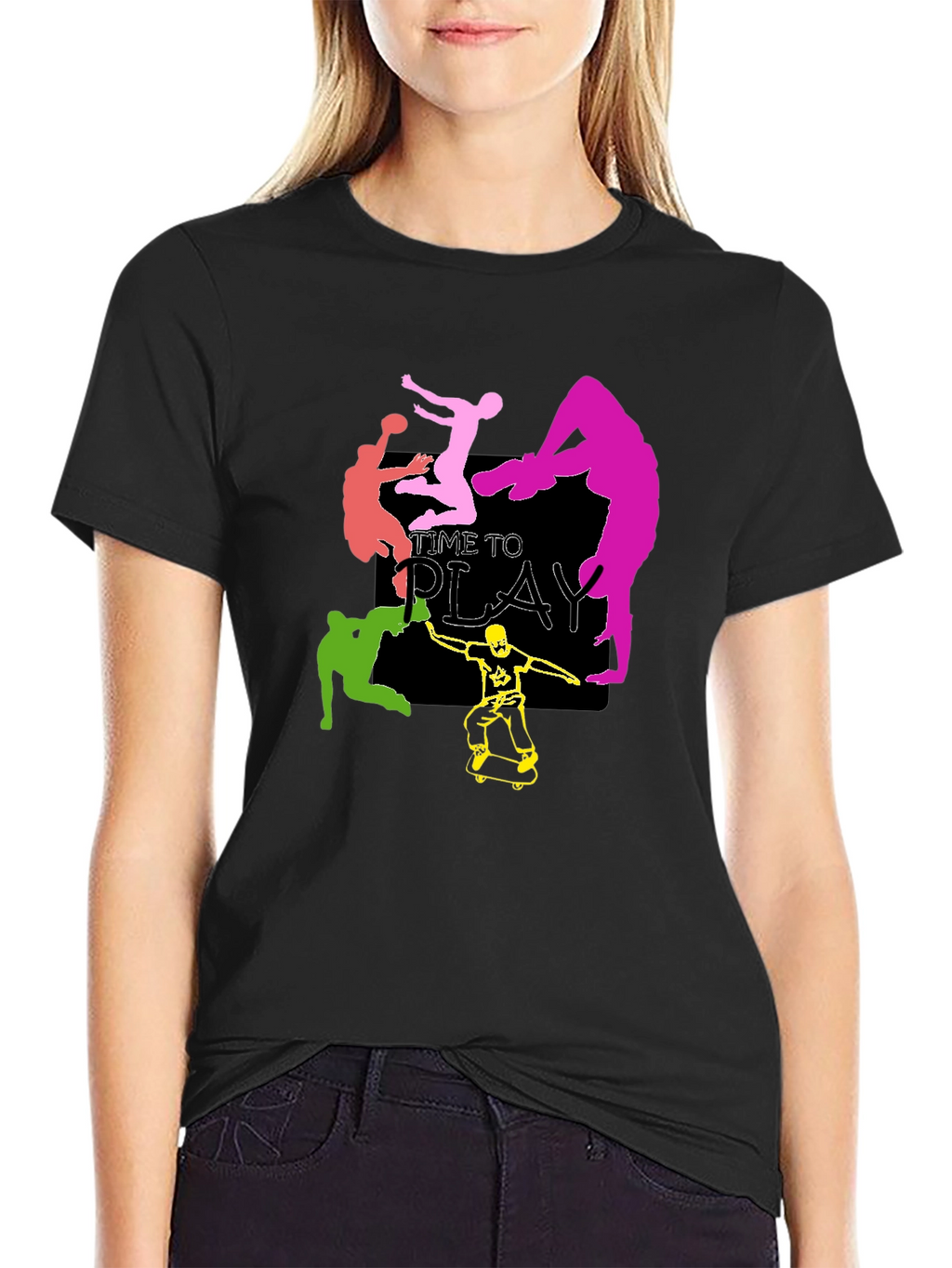 Time to Play Graphic Tee - Black Cotton T-Shirt