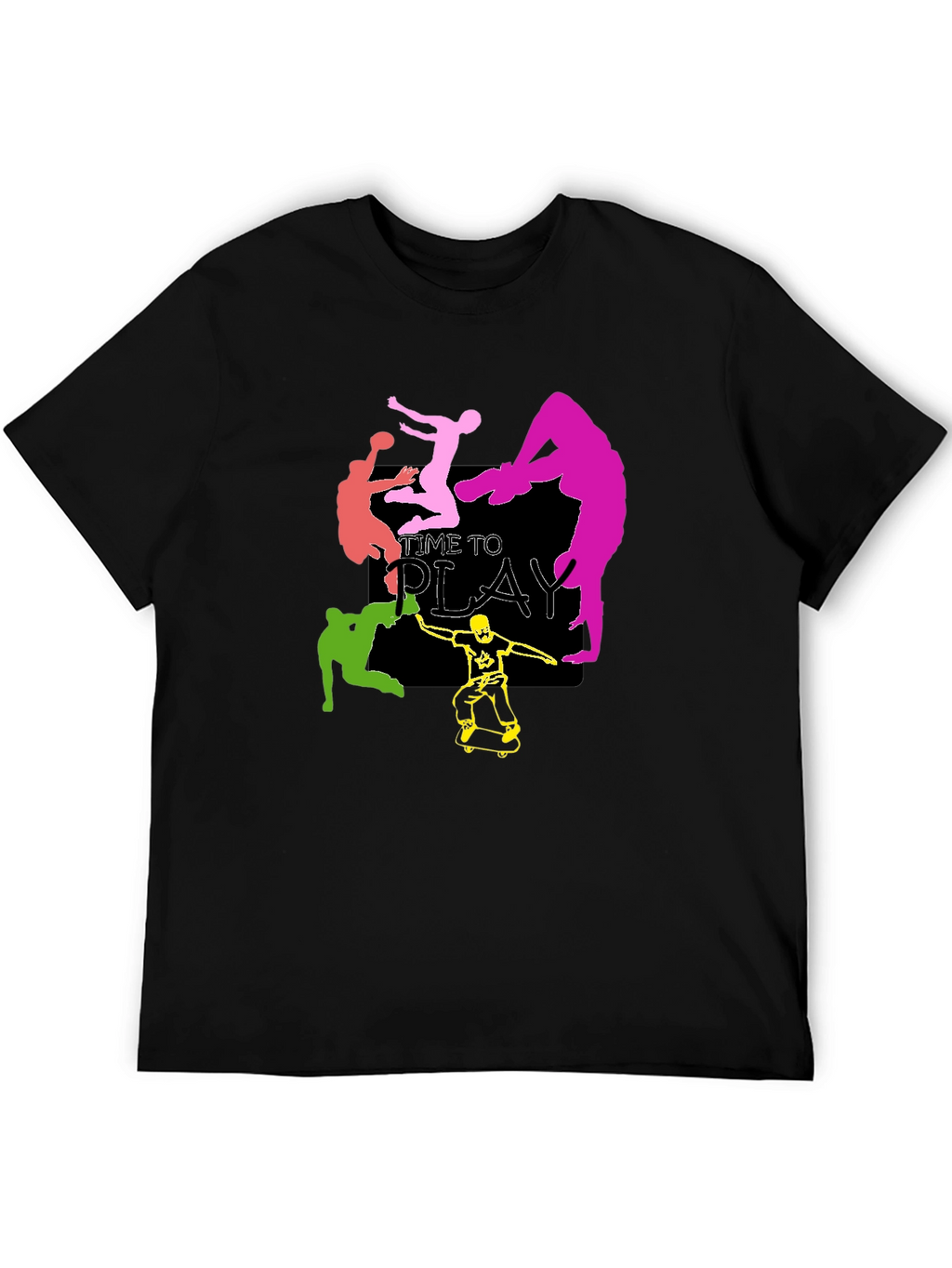 Time to Play Graphic Tee - Black Cotton T-Shirt