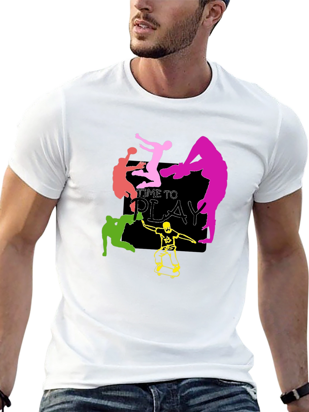 Time to Play Graphic Tee - Black Cotton T-Shirt