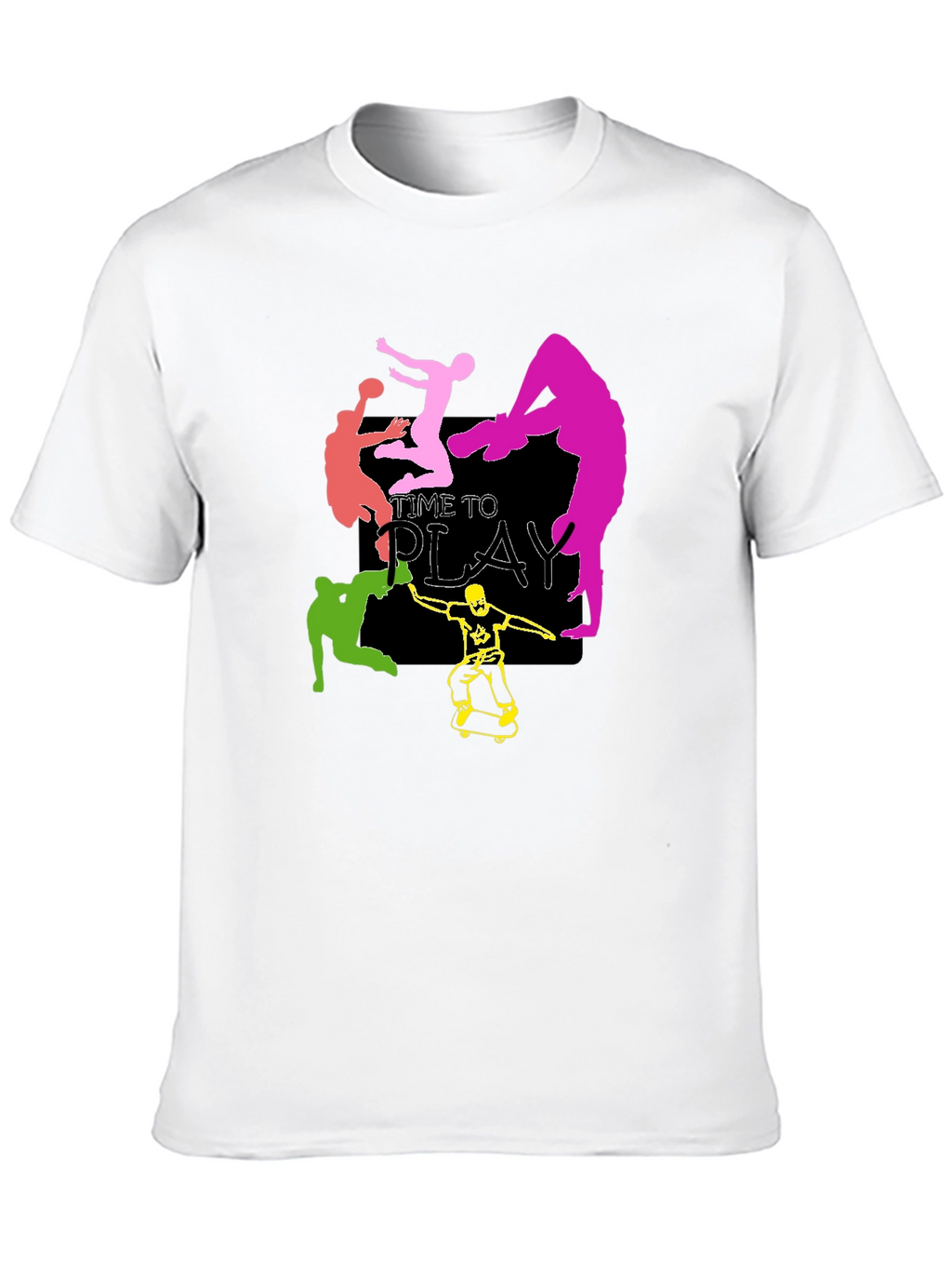 Time to Play Graphic Tee - Black Cotton T-Shirt