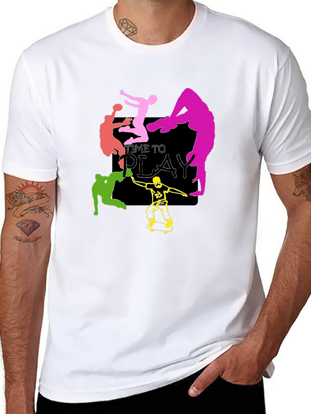 Time to Play Graphic Tee - Black Cotton T-Shirt