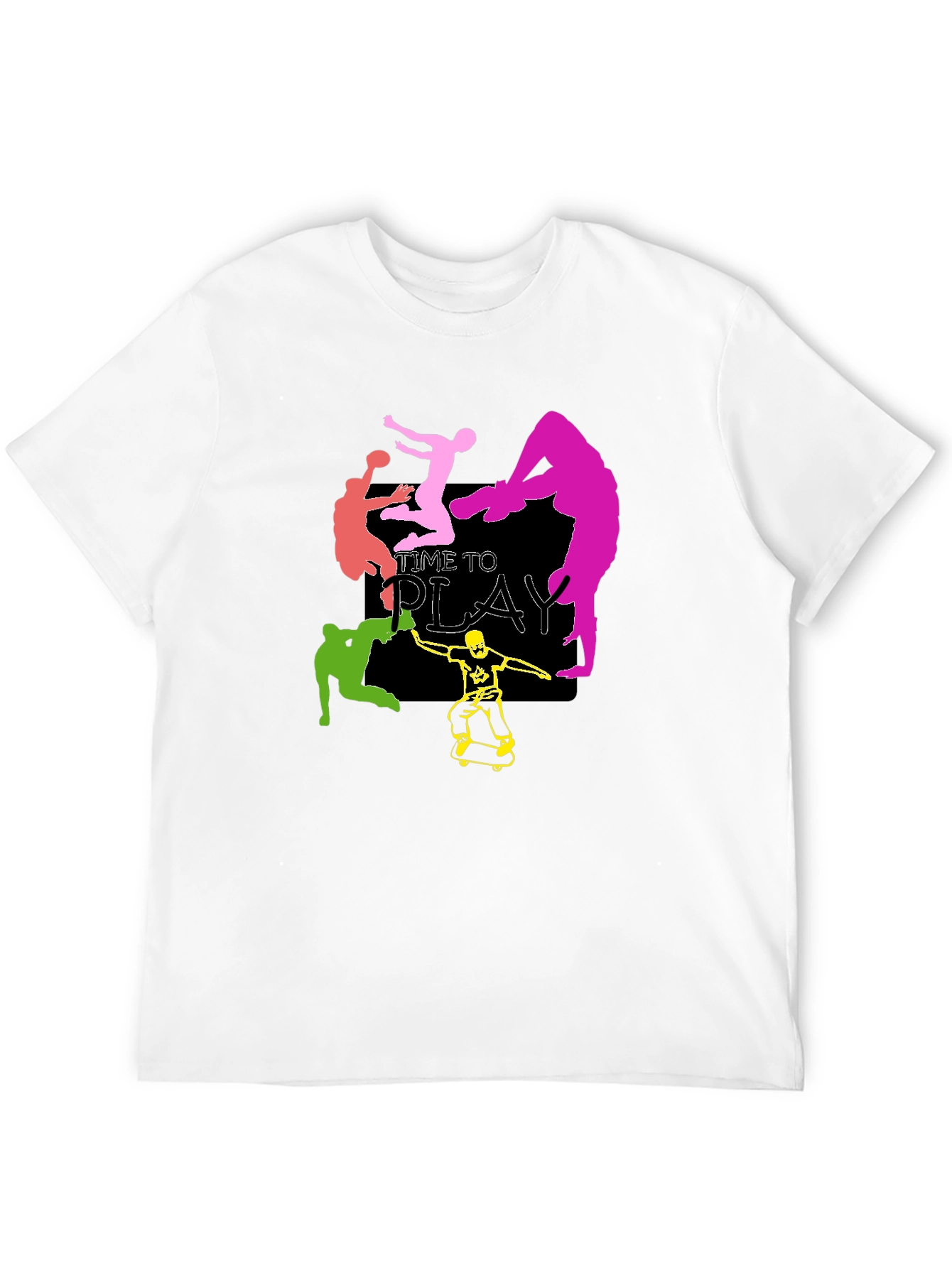 Time to Play Graphic Tee - Black Cotton T-Shirt