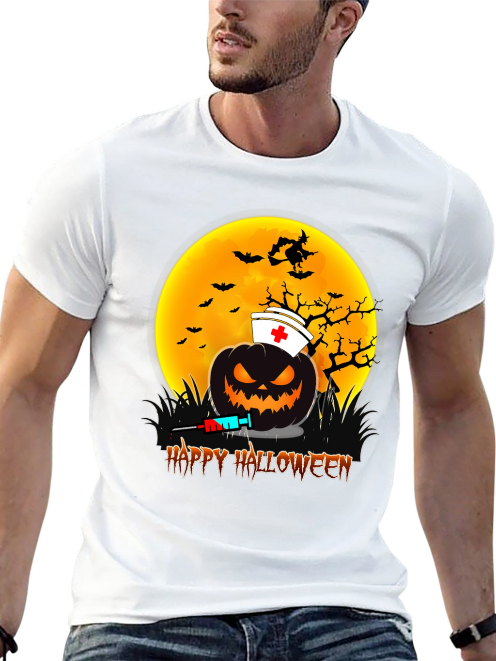 Halloween Nurse Pumpkin Graphic Tee
