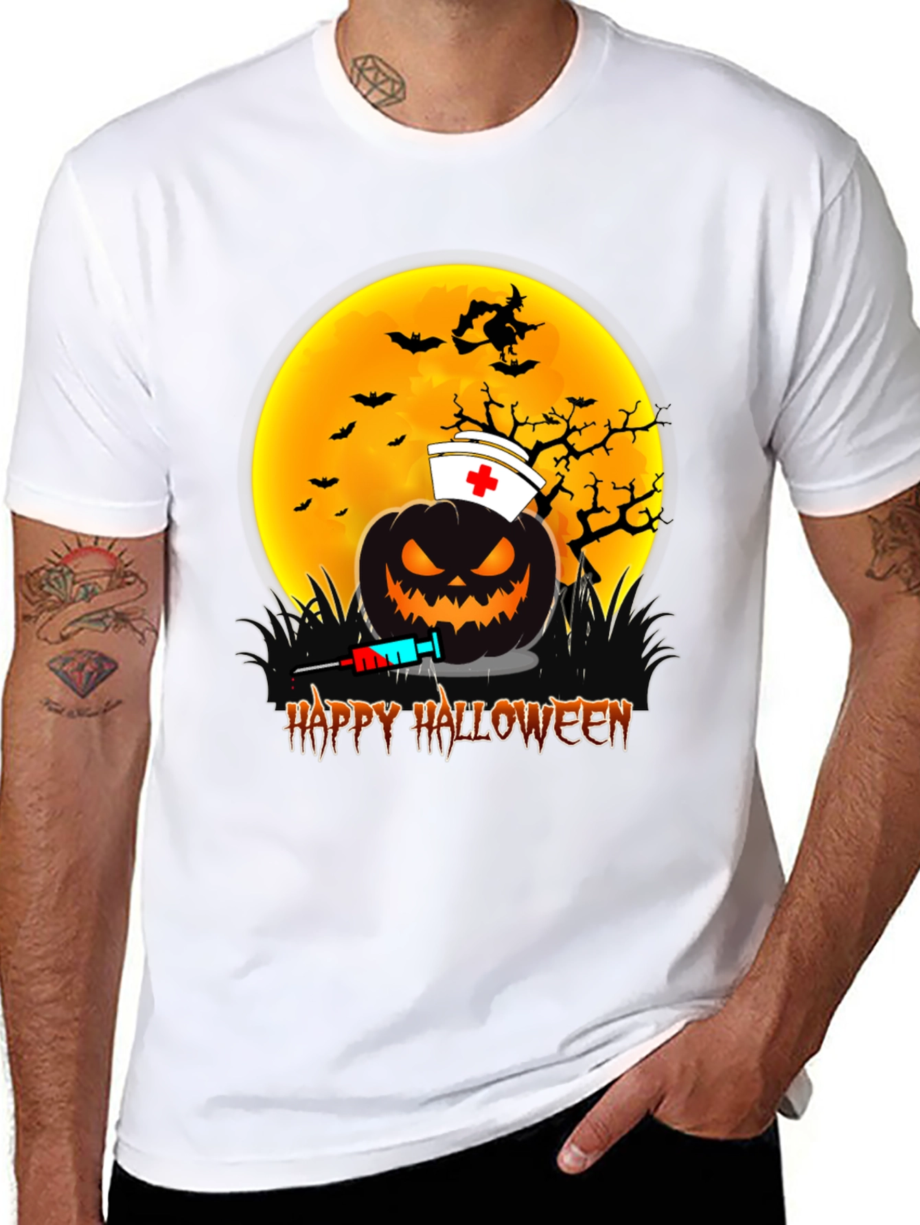 Halloween Nurse Pumpkin Graphic Tee