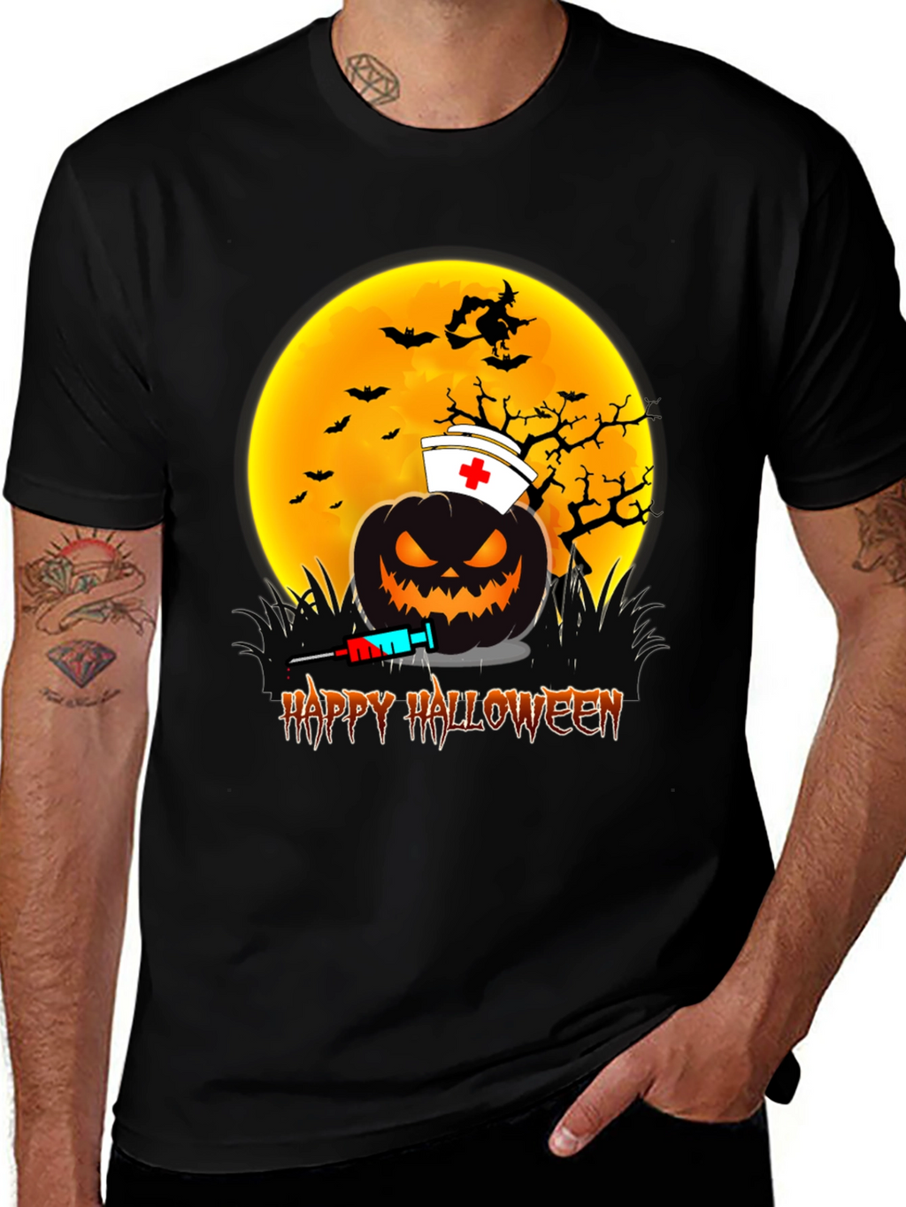 Halloween Nurse Pumpkin Graphic Tee