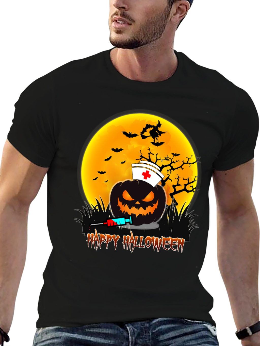 Halloween Nurse Pumpkin Graphic Tee