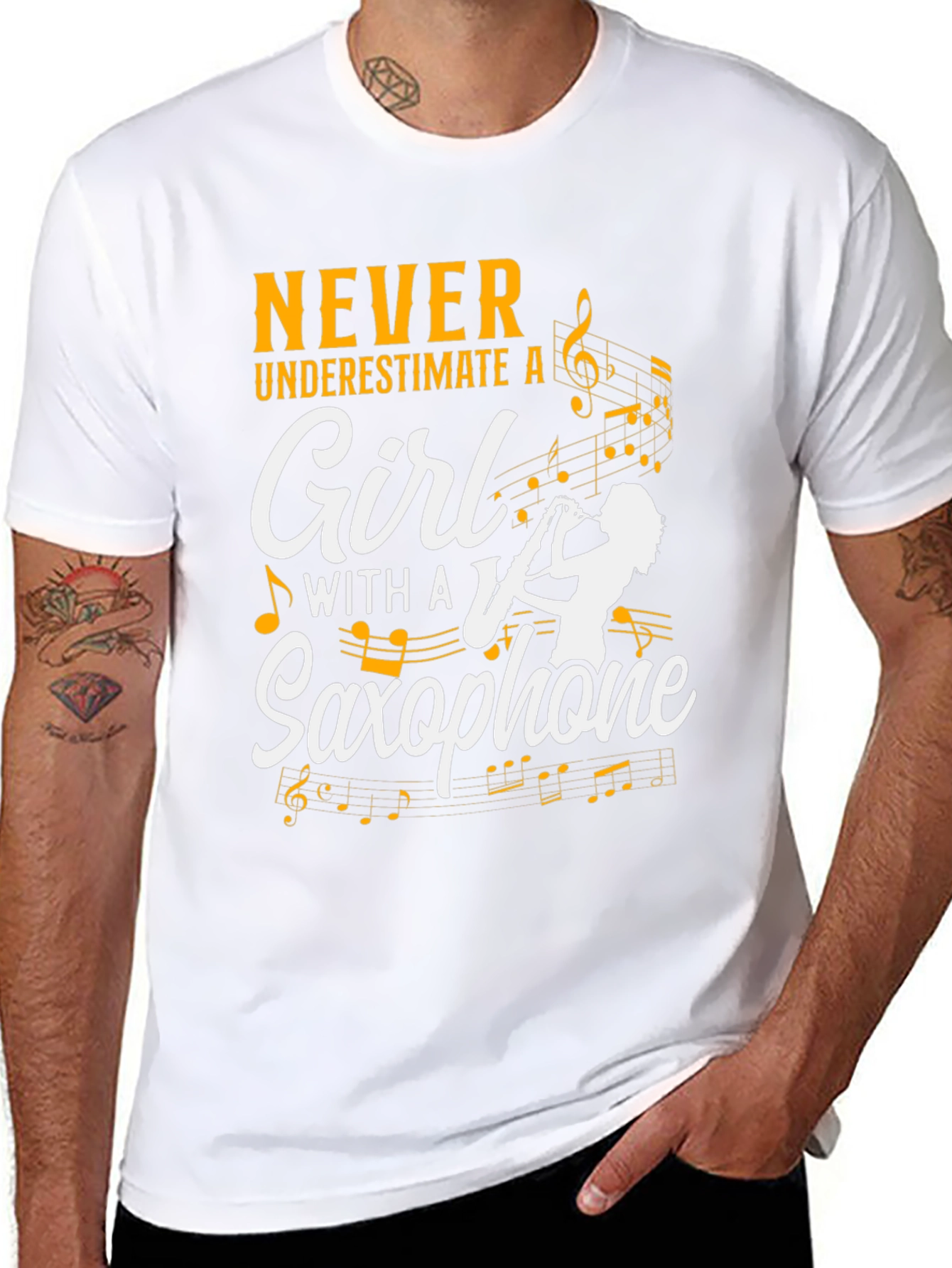 Never Underestimate a Girl with Saxophone T-Shirt