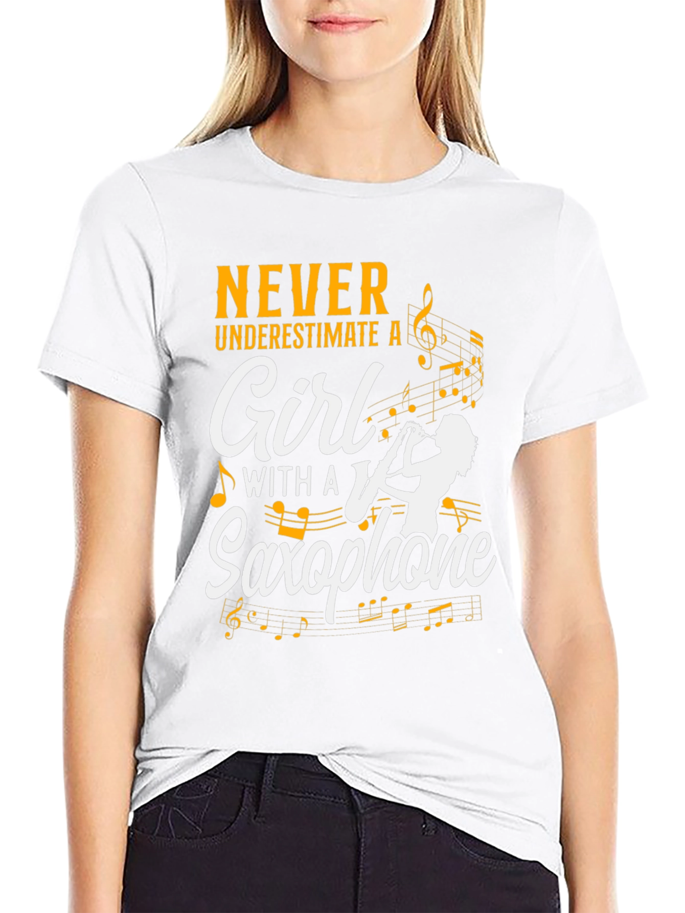 Never Underestimate a Girl with Saxophone T-Shirt
