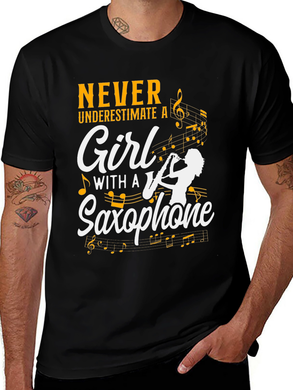 Never Underestimate a Girl with Saxophone T-Shirt