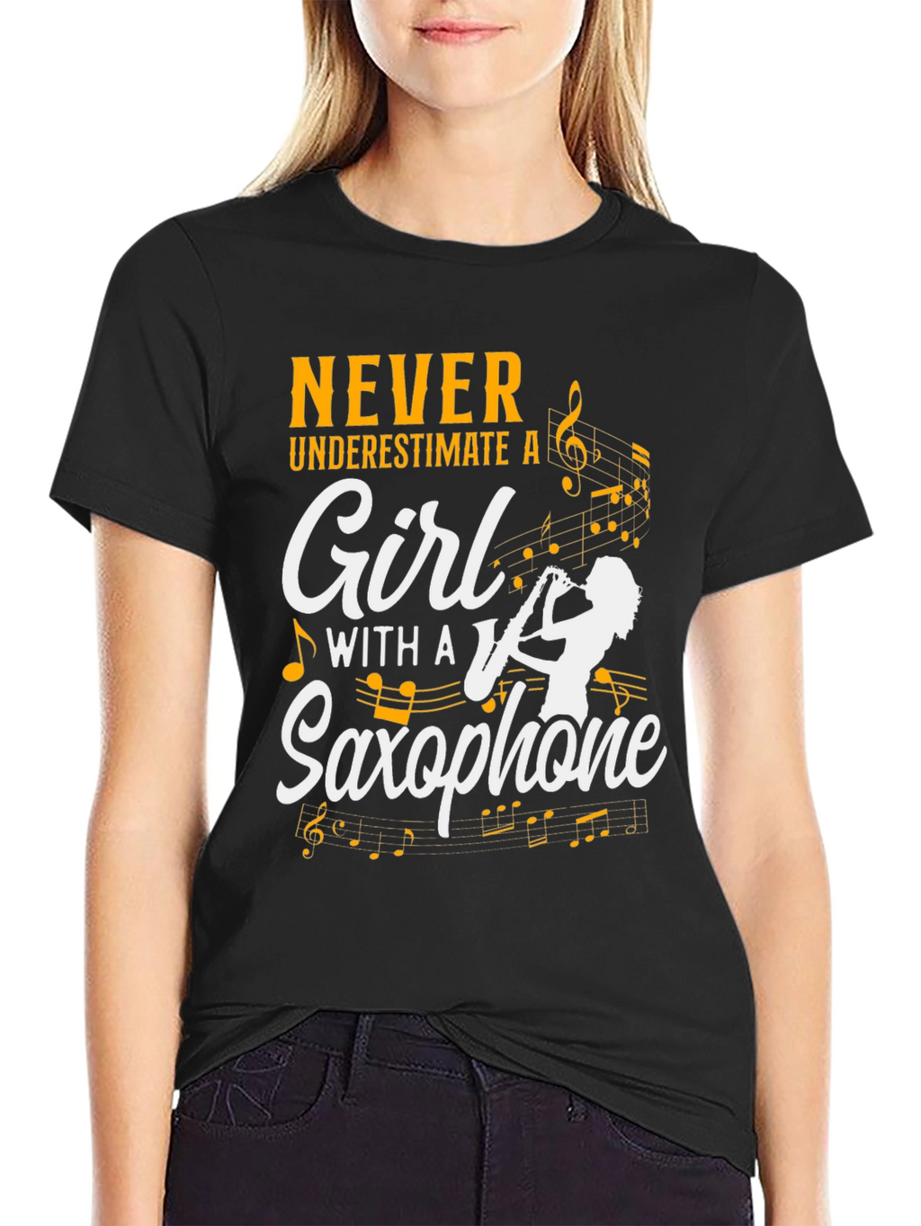 Never Underestimate a Girl with Saxophone T-Shirt