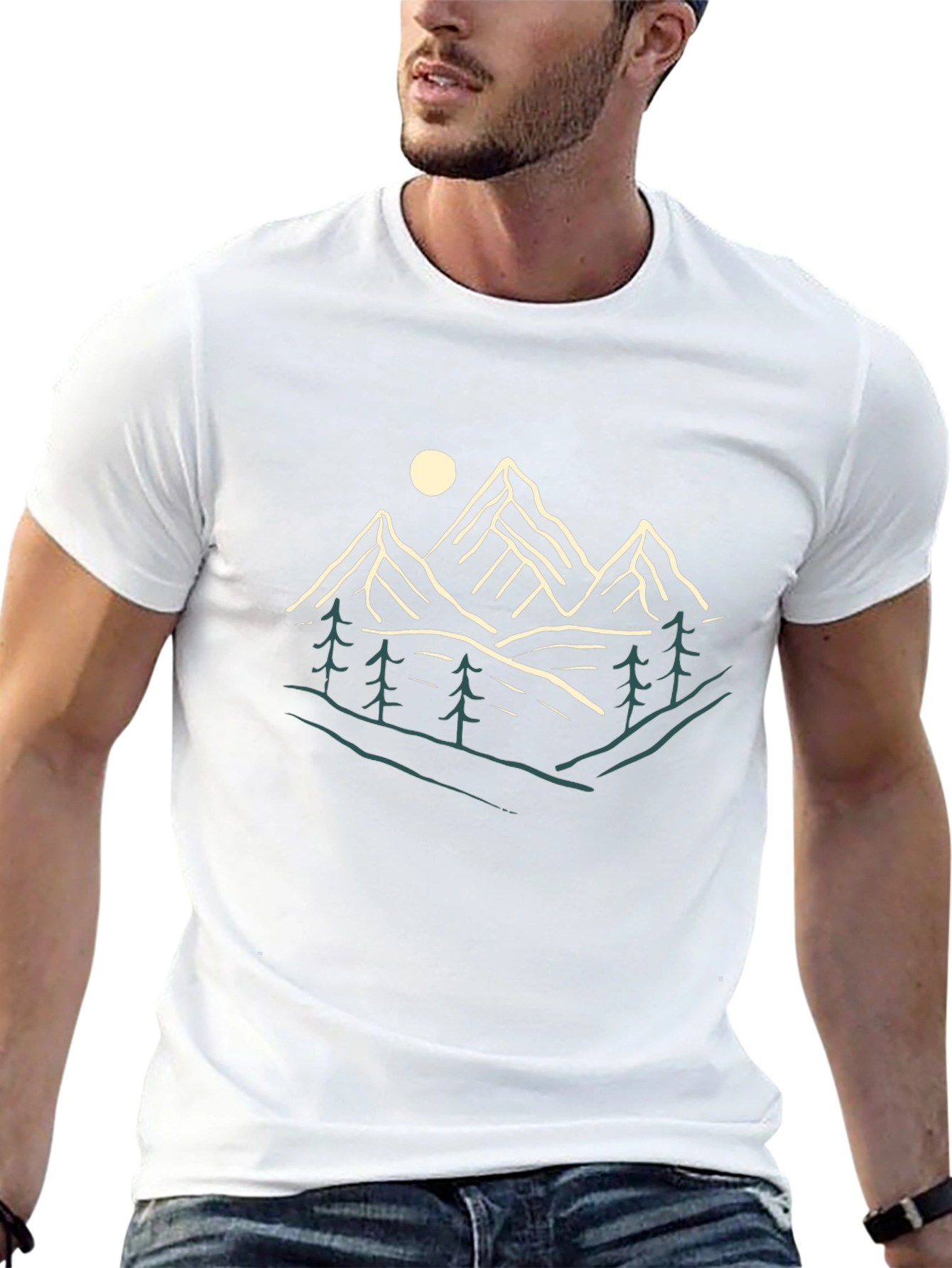 Nature Graphic Tee - Mountains and Trees Print