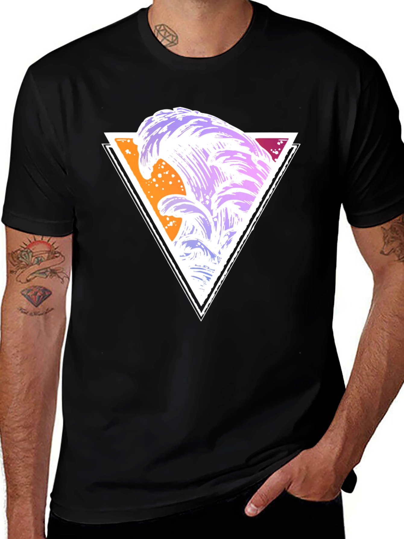 Abstract Wave Triangle Graphic Tee