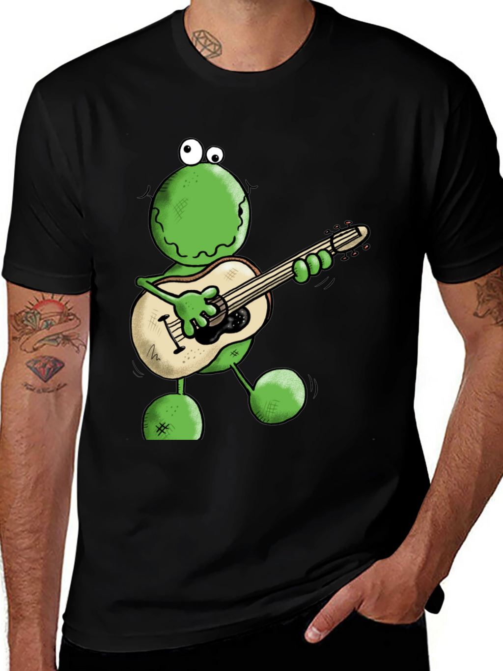 Frog Guitarist Graphic Tee - Cool Cartoon T-Shirt