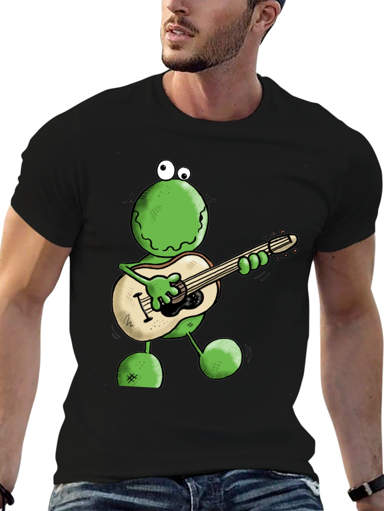 Frog Guitarist Graphic Tee - Cool Cartoon T-Shirt