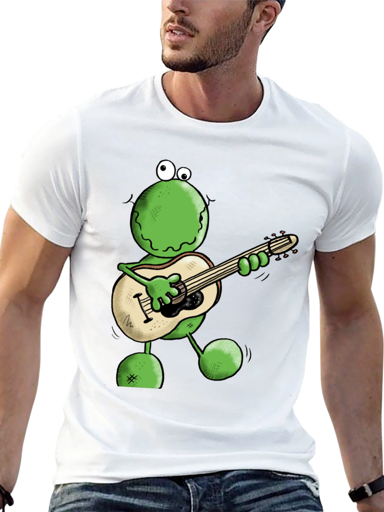 Frog Guitarist Graphic Tee - Cool Cartoon T-Shirt