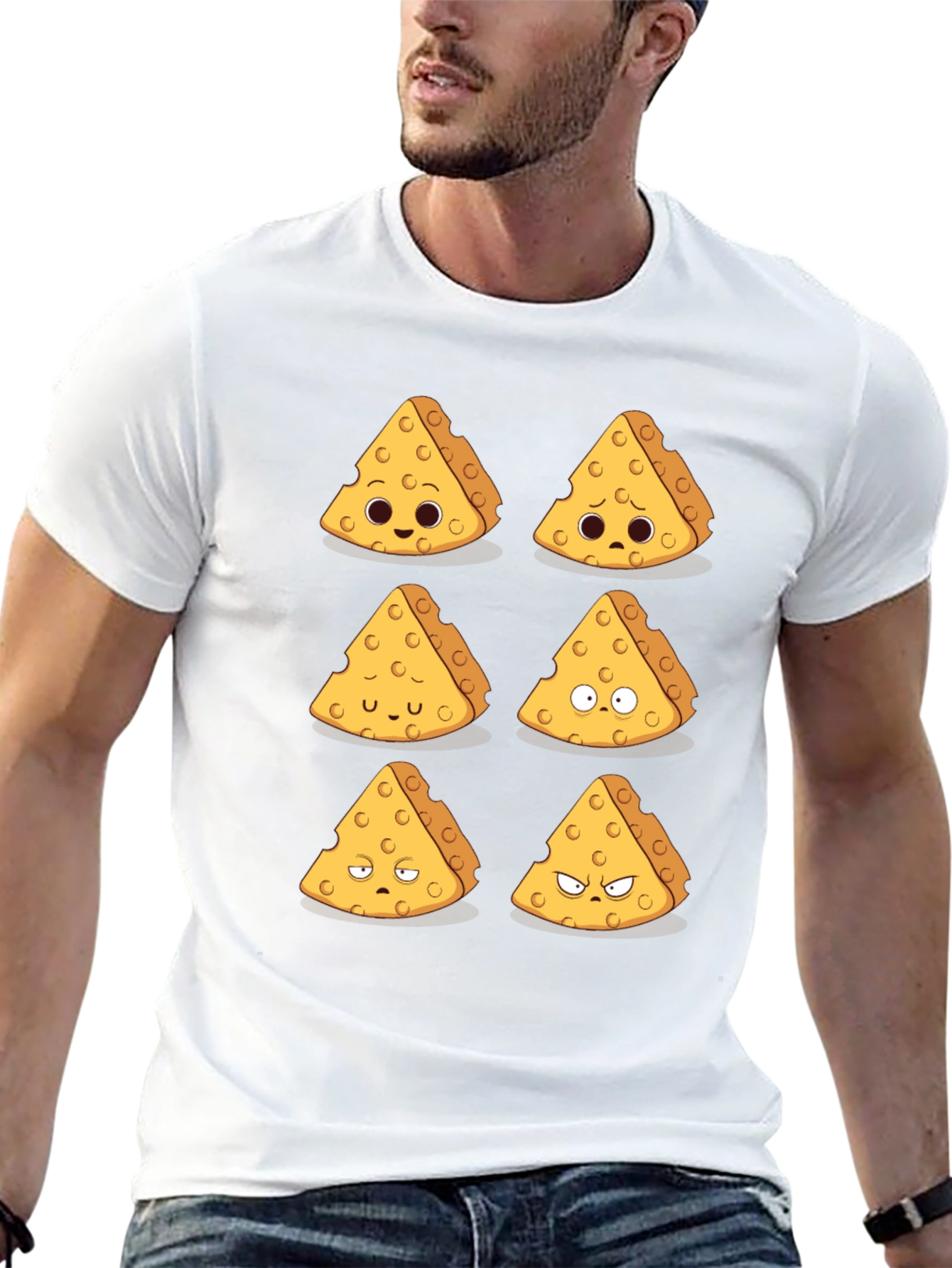 Funny Cheese Expression T-Shirt - Black