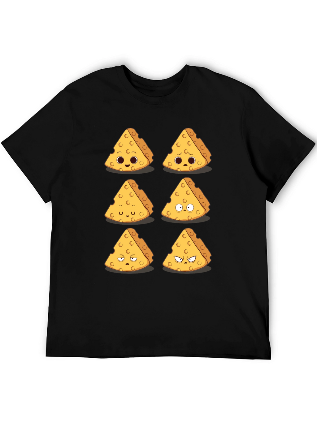 Funny Cheese Expression T-Shirt - Black