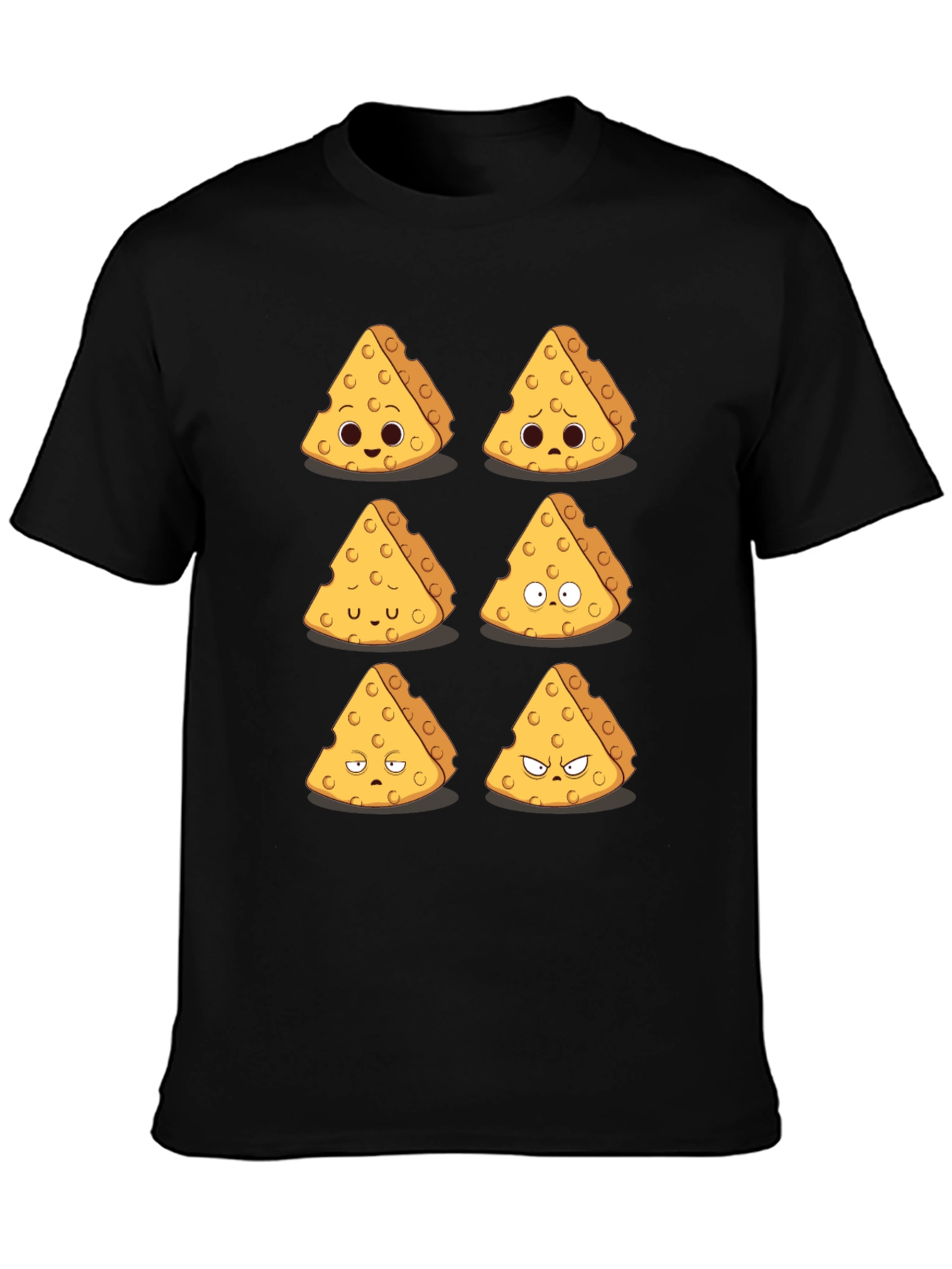 Funny Cheese Expression T-Shirt - Black