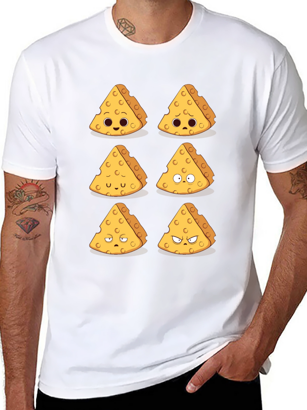 Funny Cheese Expression T-Shirt - Black